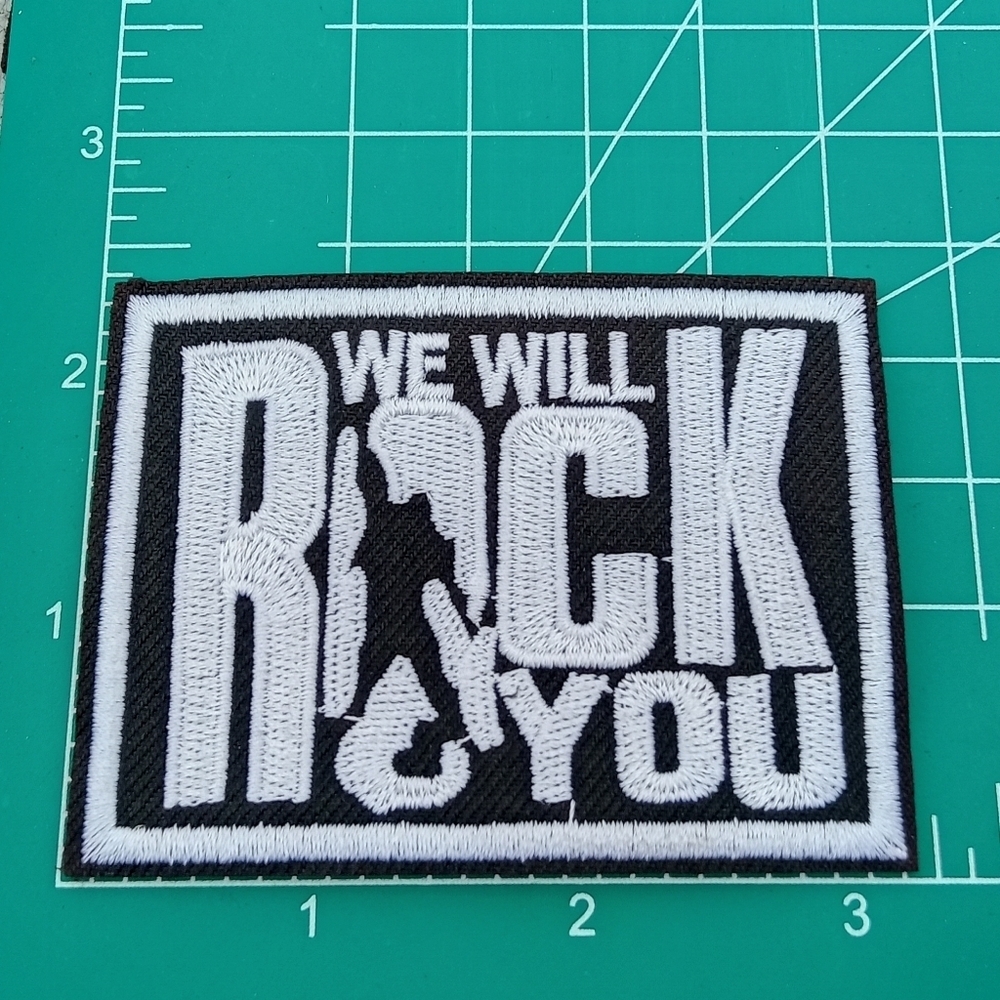 2/$10 We Will Rock You Patch - Black and White